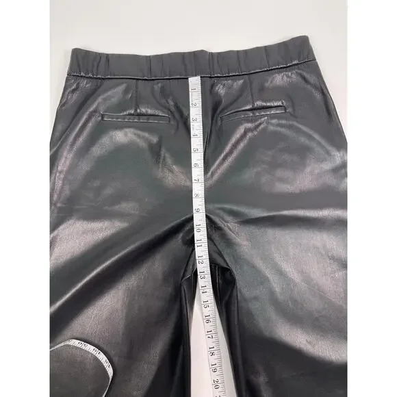 Chico’s Black Faux Leather Lace Hem Cropped Trousers Pants Size 10 Petite - Picture 13 of 13